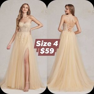 Chic Cream Lace Prom Dress